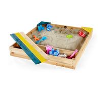 Plum Play Sandpit Baby Toddler w/Built-In Storage & Bench Feature Wooden Frame
