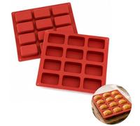 Plumaire 2 Pcs Silicone Mini Bread Mold Set, 12-Cavity Silicone Bread Baking Mold, Small Breads Tray, for Mini Breads, Brownies, Cornbread, Cheesecake, Chocolate, and Meatloaf