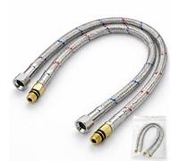 Plumb Empire 1000mm Basin Flexi Tap Tails Pair Of G 1/2" M10 Flexi Tails Mixer Hoses Brass Ends