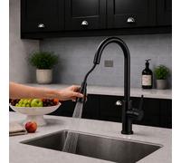 Plumb Empire Black Kitchen Mixer Tap With Pull-Out Spray Hose - Dual Function Spray, 360 Degrees Swivel Spout, Single Lever Modern