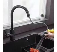 Plumb Empire Black Kitchen Sink Mixer Tap Modern - Pull-Out Hose, Dual-Spray Modes, 360 Degrees Swivel Spout - Includes Fittings