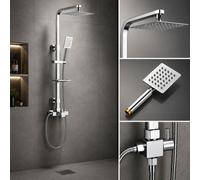 Plumb Empire Chrome Exposed Bathroom Mixer Shower With Square Shower Head & Handheld Shower - Wall Mounted - Modern