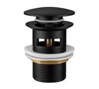 Plumb Empire Large Head Black Slotted Click Clack Basin Waste Pop-Up Plug For Bathroom Sinks