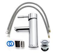 Plumb Empire Modern Bathroom Basin Sink Chrome Single Lever Mono Mixer Tap With Click Clack Waste