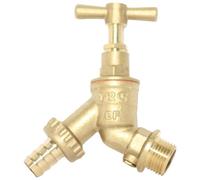 Plumb-Pak PF31AMZ Hose Union BibTap 1/2 inch Male x 3/4 inch Male with Double Check Valve, Gold