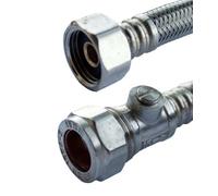 Plumb-Pak PF9750 15mm x 1/2-inch x 500mm Flexible Iso Valve Tap Connector, Pack of 2, Silver