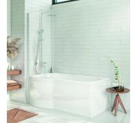 Plumb Warehouse 1400mm x 800mm P Shape 6mm Glass Bath Screen