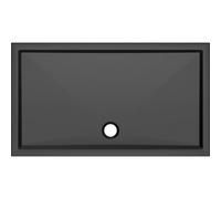 Plumb Warehouse 40mm Low Profile 1700x800mm Rectangular Tray and Waste - Matt Black Size: 1700x800mm