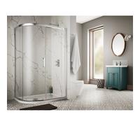 Plumb Warehouse 8mm Single Door Offset Quadrant Shower Enclosure 1200 x 900mm - G8C35 + G8C90D Shower Tray Size (mm): Not Required