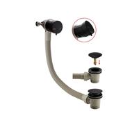 Plumb Warehouse Bath Filler Matt Black Overflow With Click Clack Waste