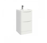 Plumb Warehouse Bella 500mm Gloss White Floor Standing Vanity Unit With Countertop And Basin Finish: Gloss White