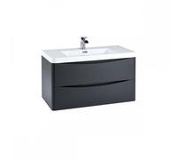Plumb Warehouse Bella 900mm Matt grey Wall Hung Vanity Unit With Countertop And Basin Size: 900mm, Finish: Matt Grey