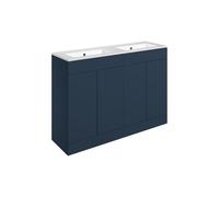 Plumb Warehouse Bielli 1210mm Floor Standing 4 Door Basin Unit and 0 Tap Holes Basin - Matt Deep Blue Finish: Matt Deep Blue