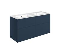 Plumb Warehouse Bielli 1210mm Wall Hung 4 Drawer Basin Unit and 0 Tap Holes Basin - Matt Deep Blue Finish: Matt Deep Blue