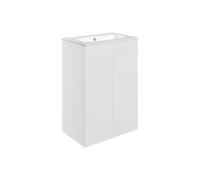 Plumb Warehouse Bielli 615mm Floor Standing 2 Door Basin Unit & Basin - Matt White Finish: Matt White