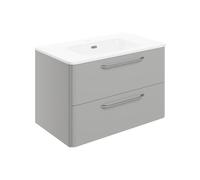 Plumb Warehouse Campobasso 810mm 2 Drawer Wall Unit & Basin - Grey Gloss