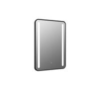 Plumb Warehouse Canosa 500x700mm Rounded Front-Lit LED Mirror - Black Finish: Black