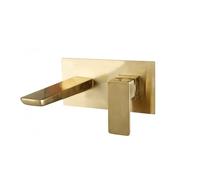Plumb Warehouse Chi PVD Coated Wall Mounted Basin Filler with Pop Up Waste - Brushed Brass