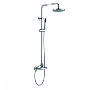 Plumb Warehouse Chrome Round Thermostatic Bar Valve With Riser Rail