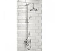 Plumb Warehouse Chrome Traditional Rigid Riser Shower Kit With Fixed Head And Handset