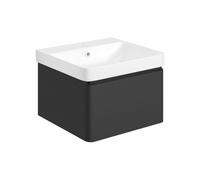 Plumb Warehouse Como 500mm Wall Hung 1 Drawer Basin Unit and Basin - Matt Black Size: 500mm, Finish: Matt Black