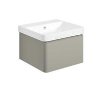 Plumb Warehouse Como 500mm Wall Hung 1 Drawer Basin Unit and Basin - Matt Latte Size: 500mm, Finish: Matt Latte