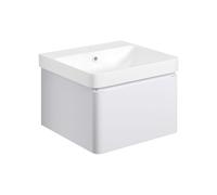 Plumb Warehouse Como 500mm Wall Hung 1 Drawer Basin Unit and Basin - Matt White Size: 500mm, Finish: Matt White