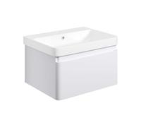 Plumb Warehouse Como 605mm Wall Hung 1 Drawer Basin Unit and Basin - Matt White Size: 605mm, Finish: Matt White