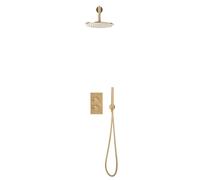 Plumb Warehouse Core Brushed Brass Round Handle With Handset And Bracket Finish: Brushed Brass