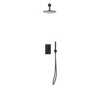 Plumb Warehouse Core Matt Black Round Handle With Handset And Bracket Finish: Matt Black