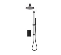 Plumb Warehouse Core Matt Black Round Handle With Head And Handset Riser Kit Finish: Matt Black