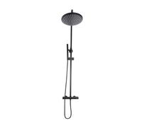 Plumb Warehouse Core Matt Black Round Rigid Riser Shower Kit Finish: Matt Black