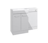 Plumb Warehouse Cuneo 1000mm Floor Standing L-Shape Pack and Basin (LH) - Grey Gloss Size: 1000mm (2 doors), Finish: Grey Gloss, Handing: Left Handed