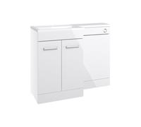 Plumb Warehouse Cuneo 1000mm Floor Standing L-Shape Pack and Basin (RH) - White Gloss Size: 1000mm (2 doors), Finish: White Gloss, Handing: Right Hand