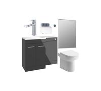Plumb Warehouse Cuneo 1000mm Furniture and Back-to-Wall WC Pack - Anthracite Gloss (Left Handed) Finish: Anthracite Gloss, Handing: Left Handed