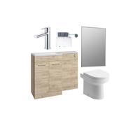 Plumb Warehouse Cuneo 1000mm Furniture and Back-to-Wall WC Pack - Oak (Left Handed) Finish: Oak, Handing: Left Handed