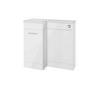 Plumb Warehouse Cuneo 900mm Floor Standing L-Shape Pack and Basin (LH) - White Gloss Size: 900mm (1 door), Finish: White Gloss, Handing: Left Handed