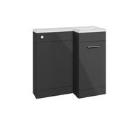 Plumb Warehouse Cuneo 900mm Floor Standing L-Shape Pack and Basin (RH) - Anthracite Gloss Size: 900mm (1 door), Finish: Anthracite Gloss, Handing: Rig
