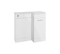 Plumb Warehouse Cuneo 900mm Floor Standing L-Shape Pack and Basin (RH) - White Gloss Size: 900mm (1 door), Finish: White Gloss, Handing: Right Handed