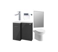 Plumb Warehouse Cuneo 900mm Furniture and Back-to-Wall WC Pack - Anthracite Gloss (Left Handed) Finish: Anthracite Gloss, Handing: Left Handed