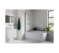 Plumb Warehouse Fluted 800x1500mm Single Straight Bath Screen (5mm) - Chrome Finish: Chrome