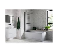 Plumb Warehouse Fluted 800x1500mm Single Straight Bath Screen (5mm) - Matt Black Finish: Matt Black
