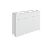 Plumb Warehouse Frascata 1210mm Floor Standing 4 Door Basin Unit and 2 Tap Holes Thin Edge Basin - White Gloss Finish: White Gloss