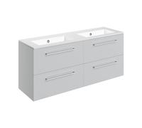 Plumb Warehouse Frascata 1210mm Wall Hung 4 Drawer Basin Unit and 0 Tap Holes Thin Edge Basin - Grey Gloss Finish: Grey Gloss