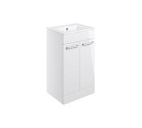 Plumb Warehouse Frascata 510mm Floor Standing 2 Door Basin Unit w/Basin - White Gloss