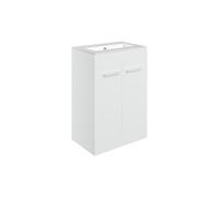 Plumb Warehouse Frascata 610mm Floor Standing 2 Door Basin Unit and 0 Tap Holes Thin Edge Basin - White Gloss Finish: White Gloss