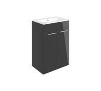 Plumb Warehouse Frascata 610mm Floor Standing 2 Door Basin Unit w/Basin - Anthracite Gloss