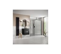 Plumb Warehouse Ilenia 900mm Fluted Wetroom Panel & Support Bar - Black Please Select Size: 900mm, Finish: Black