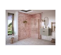 Plumb Warehouse Ilenia Fluted Wetroom Panel & Support Bar - Brushed Bronze Please Select Size: 1200mm, Finish: Brushed Bronze