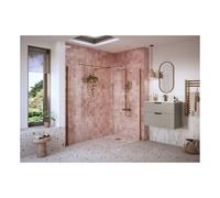 Plumb Warehouse Ilenia Wetroom Side Panel & Arm - Brushed Bronze Please Select Size: 900mm, Finish: Brushed Bronze